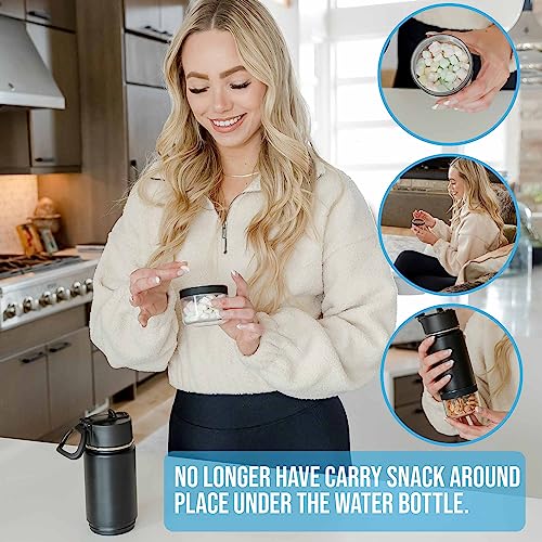 Newage Water Bottle Storage 12oz (Stainless Steel, Straw Lid, Leak-Proof, Extra Compartment, Insulated, Powder Coated, Durable Carry Handle) Men, Women, & Kids